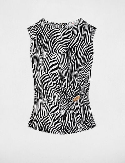 Getailleerd mouwloos T-shirt meerkleurig vrouw