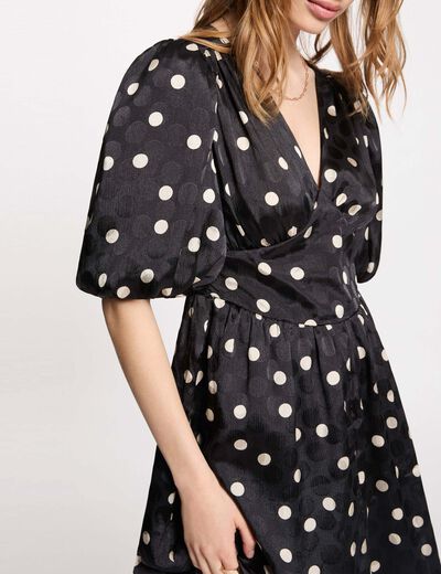 Robe courte manches bouffantes noir femme