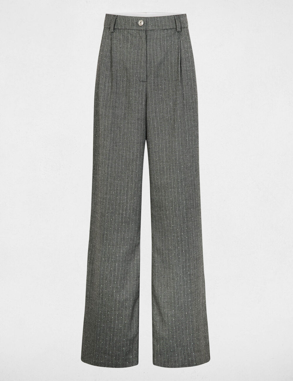 pantalon droit a rayures gris moyen femme Pantalon droit à rayures gris moyen femme