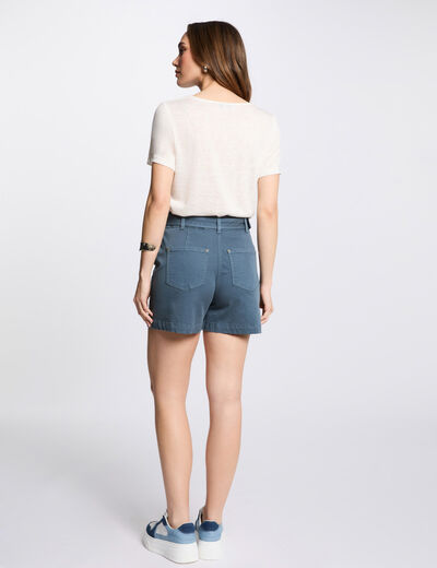 Cargoshort met riem bleu pétrole vrouw