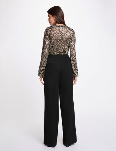 T-shirt manches longues col v jaune or femme