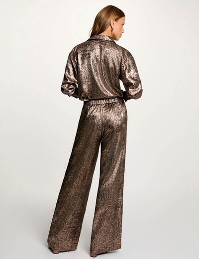 Pantalon large satiné multicolore femme