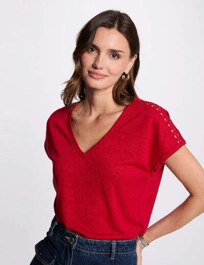 T-shirt met korte mouwen rood vrouw