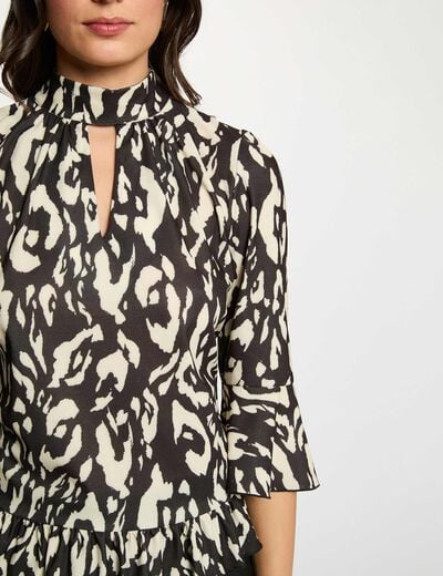 Lange mouwen T-shirt met col helder wit vrouw