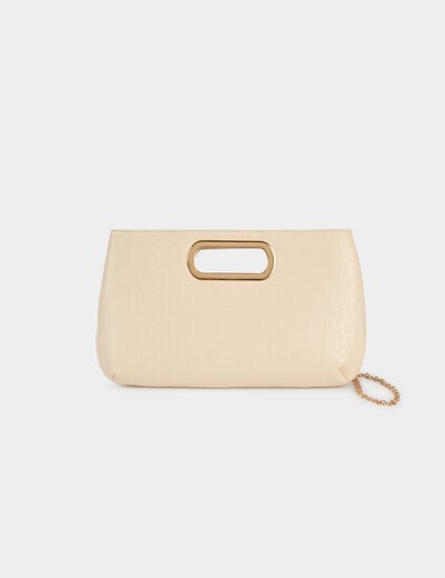 Pochette similicuir ivoire femme