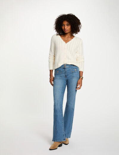 Jean bootcut tressé denim stone femme