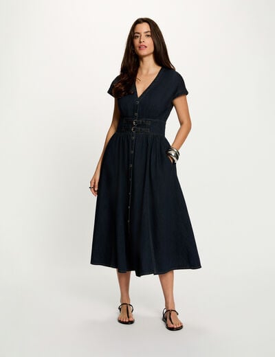 Midijurk van denim bleu vrouw