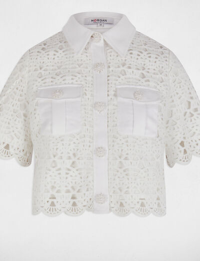 Chemise manches courtes blanc femme