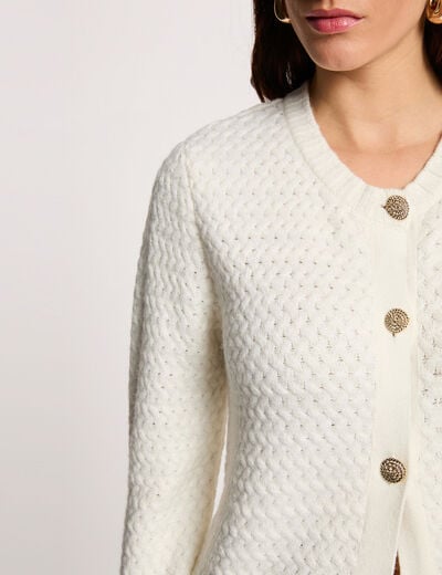 Rechte vest met ronde hals helder wit vrouw