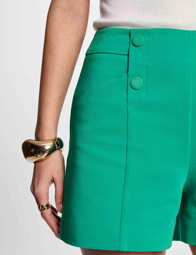 Rechte short met plooien emerald groen vrouw
