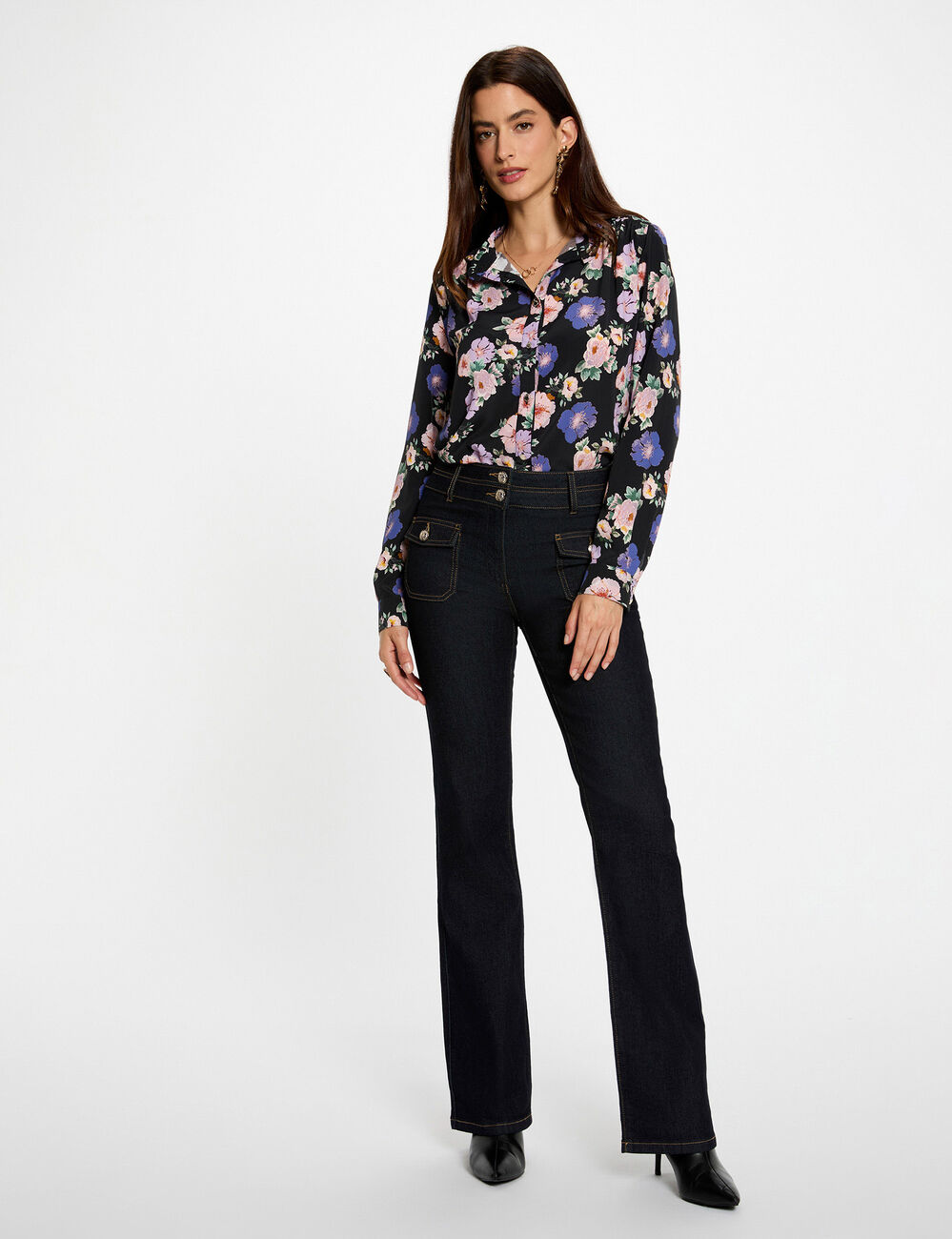 Chemise fluide imprimée multicolore femme