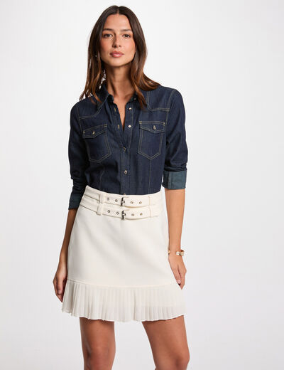 Jupe courte avec franges blanc femme