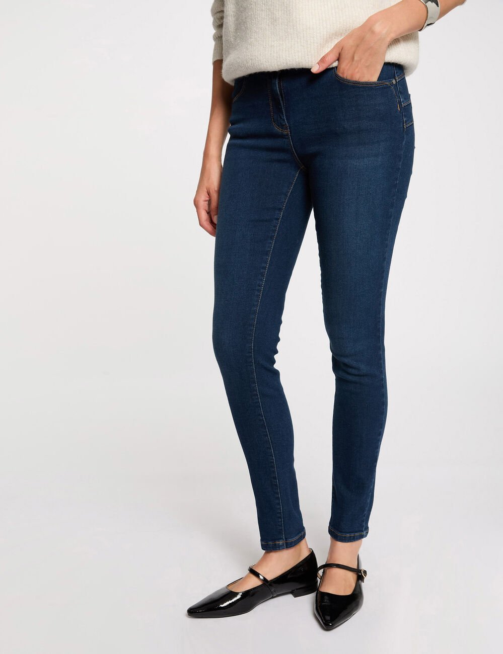 Jeans slim taille standard denim brut femme