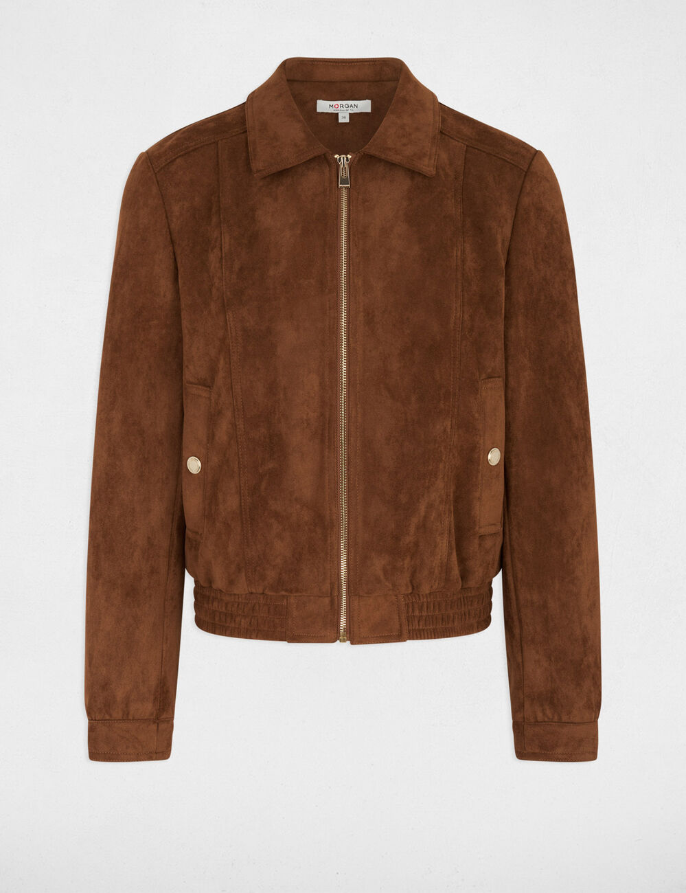 Blouson su&eacute;dine marron cognac femme