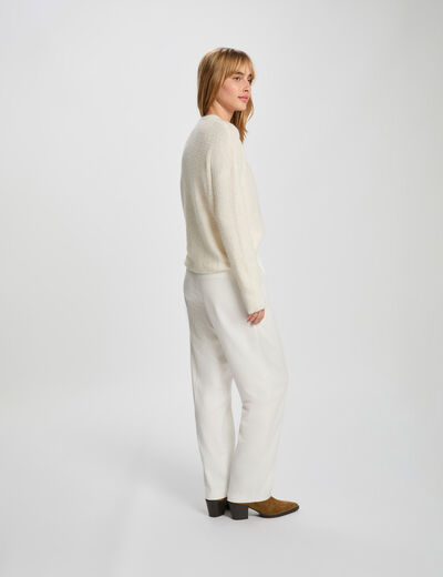 pull col montant et boutons ivoire femme Pull col montant et boutons ivoire femme