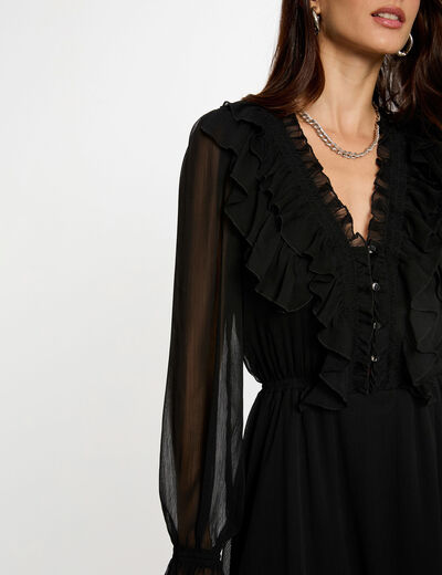 Robe courte ajustée noir femme