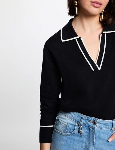 Trui met polokraag marineblauw vrouw