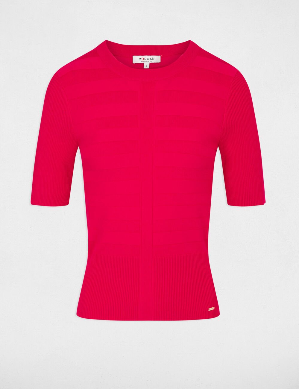 Trui ronde hals korte mouwen medium roze vrouw