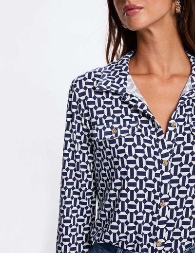 T-shirt met omgeslagen kraag helder wit vrouw