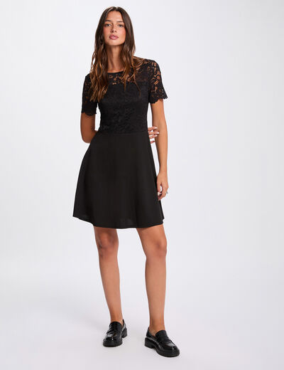 Robe ajustée dentelle noir femme