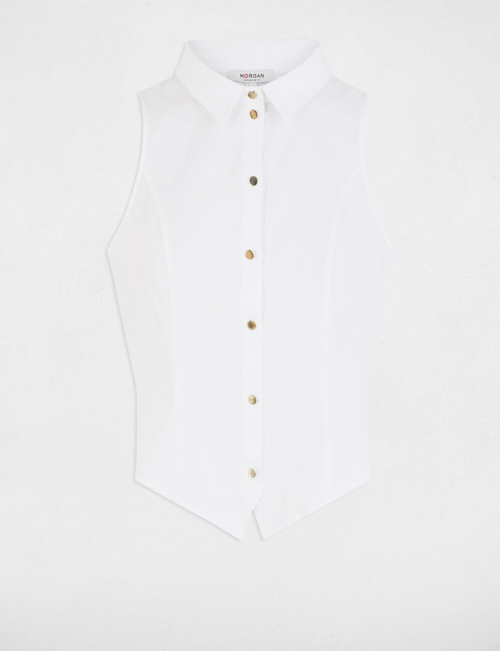 Chemise cintrée sans manches blanc femme