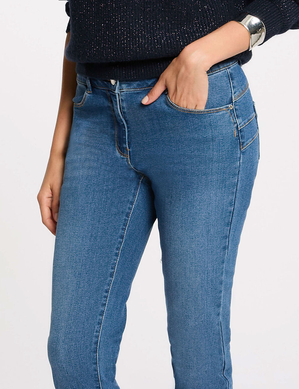 Slim fit jeans standaardmaat stone washed denim vrouw