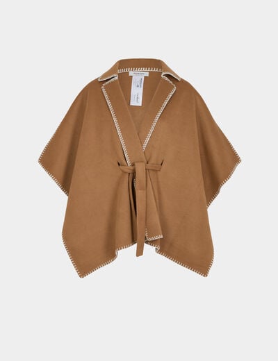 Cape ceinturée camel femme