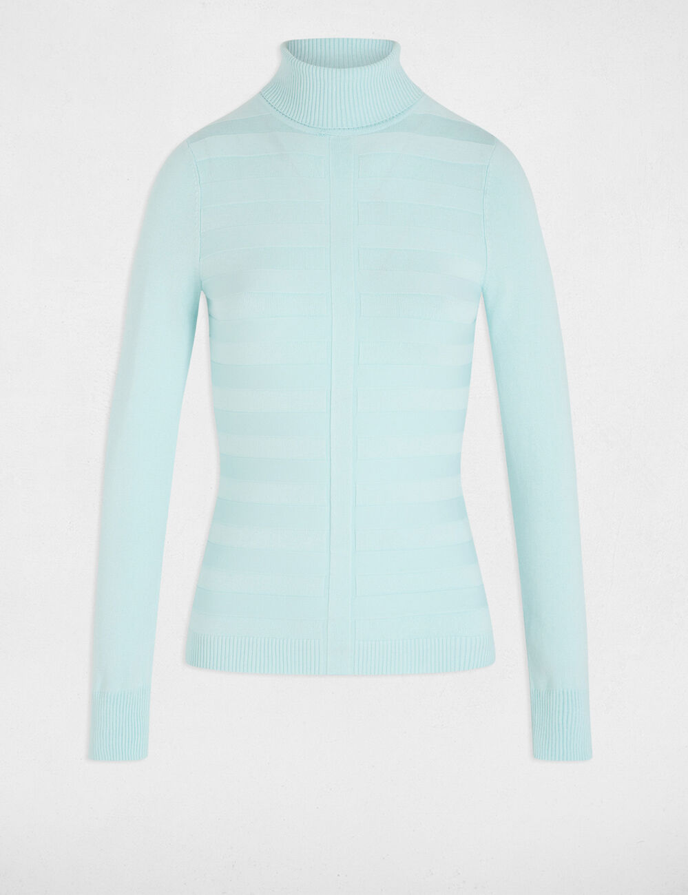 Pull col roulé bleu ciel femme
