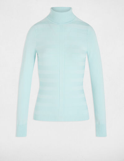 Pull col roulé bleu ciel femme