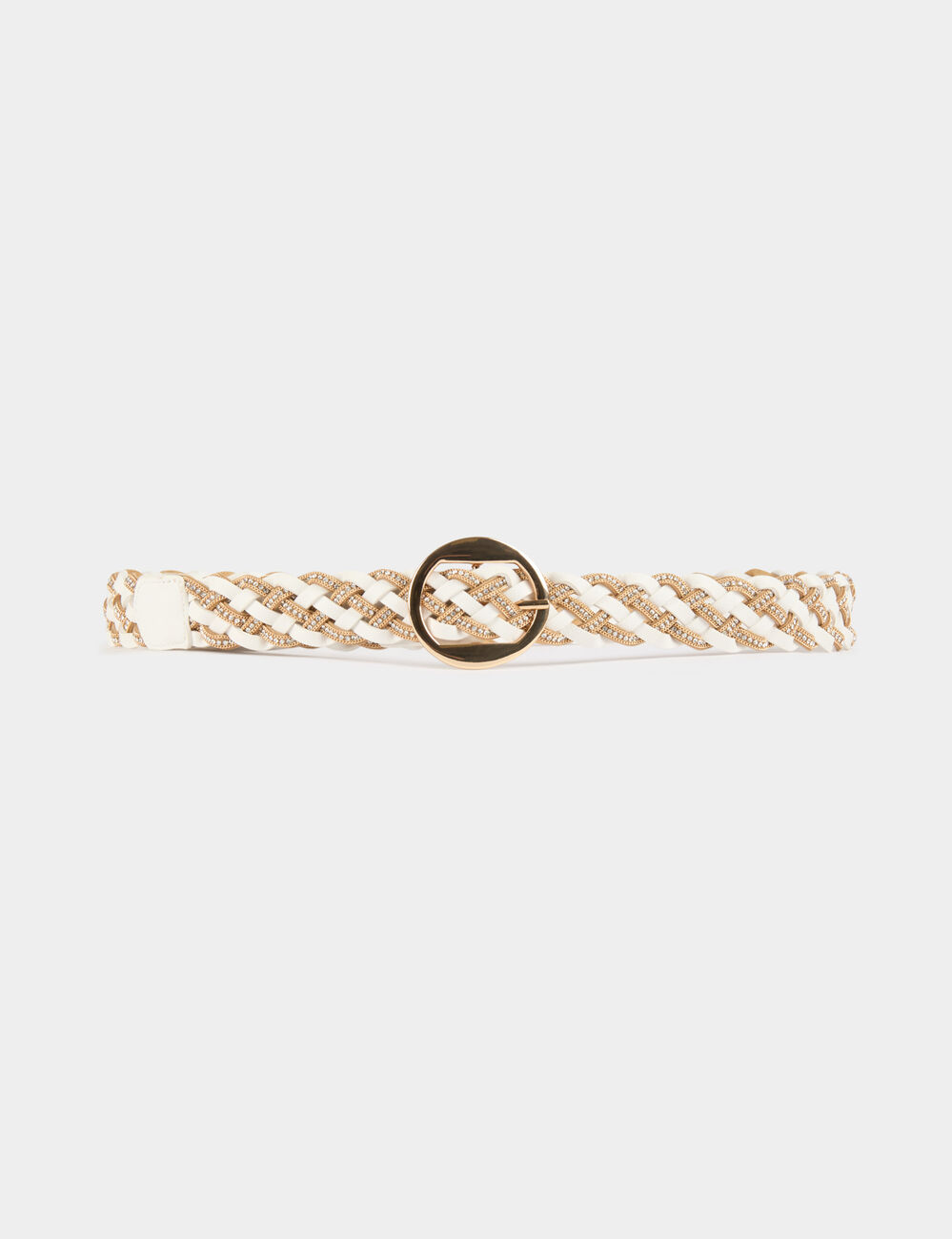 Ceinture tressée avec strass blanc femme