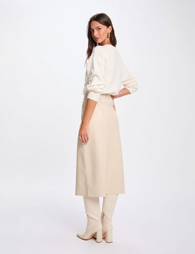 Pull col rond fantaisie ivoire femme