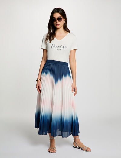 Jupe longue pliss&eacute;e multicolore femme