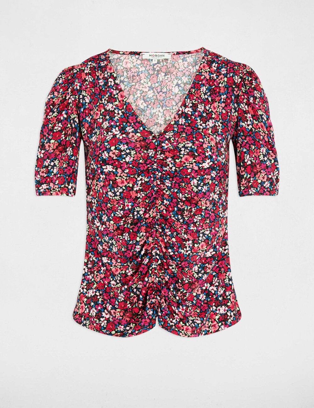 Getailleerd V-hals T-shirt meerkleurig vrouw