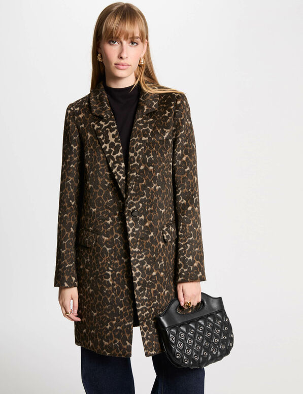 Lange jas met luipaardprint meerkleurig vrouw