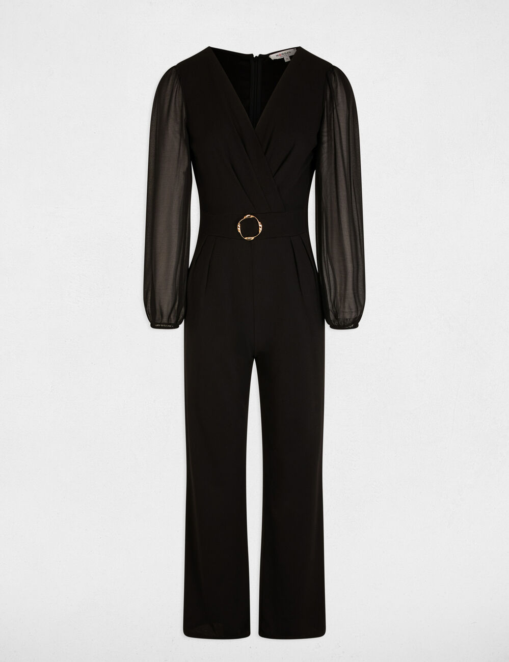 Overslag jumpsuit zwart vrouw