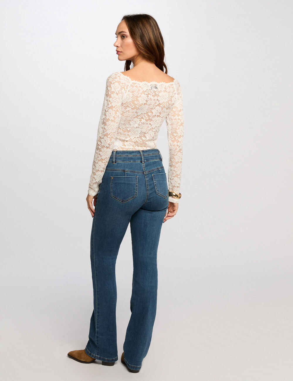 Lange mouwen T-shirt helder wit vrouw