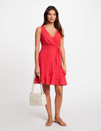 Robe courte portefeuille rouge moyen femme