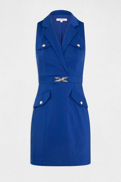 Robe droite avec ornement métallique bleu electrique femme