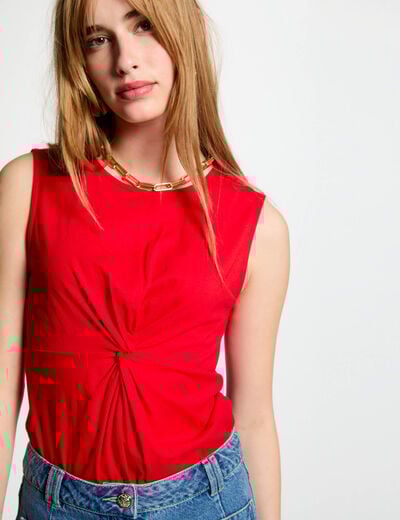T-shirt zonder mouwen rood vrouw