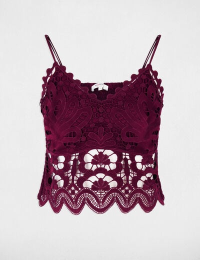 Crop top met fijne bandjes pruim vrouw