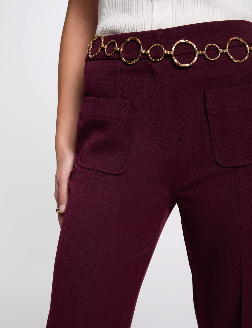 Bootcut broek pruim vrouw