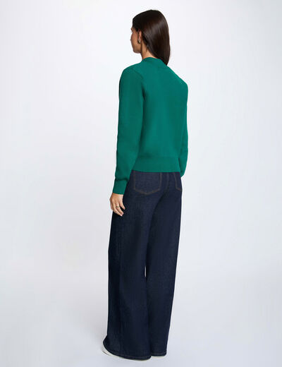 Pull col teddy vert femme