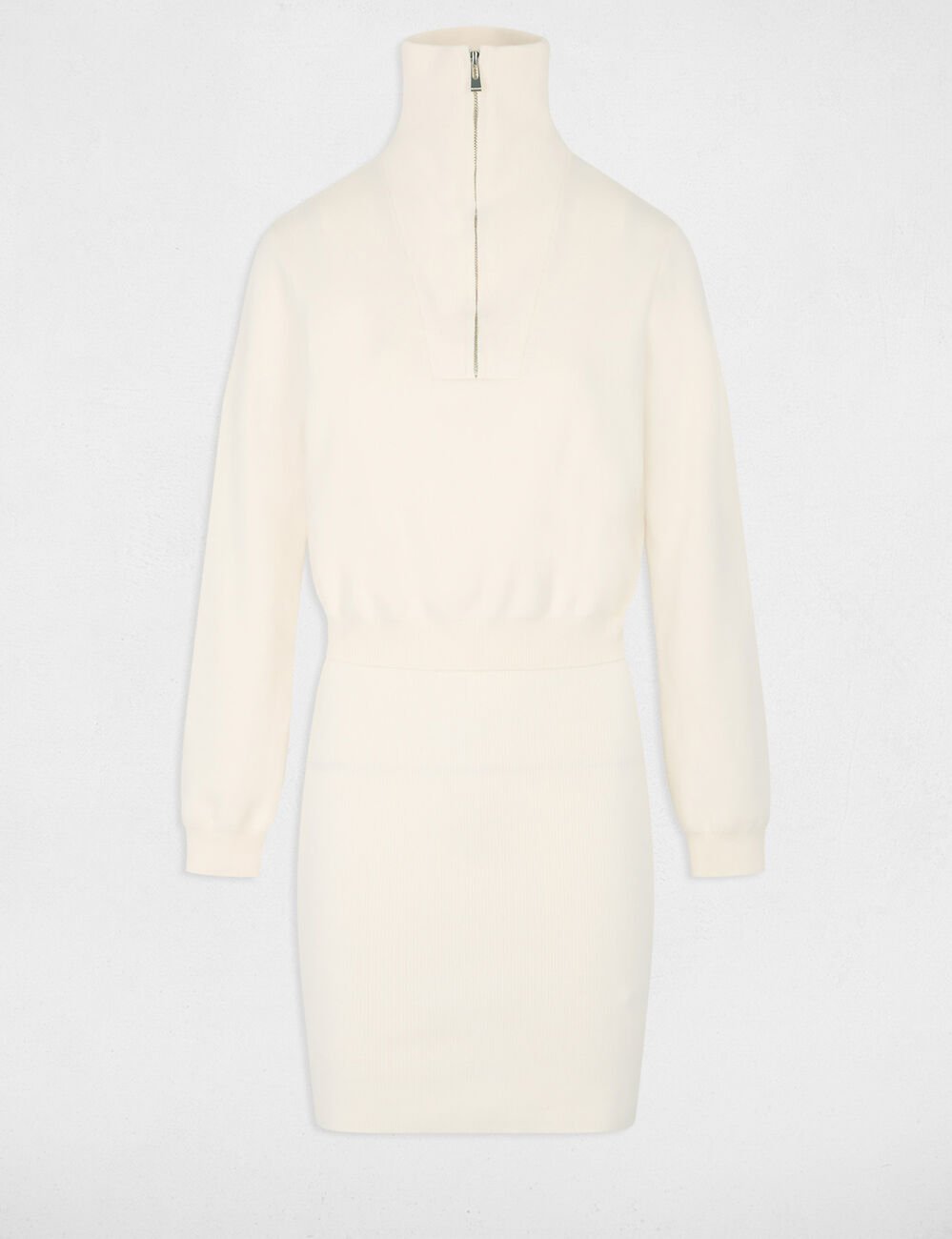 Korte 2-in-1 jurk ivoor vrouw