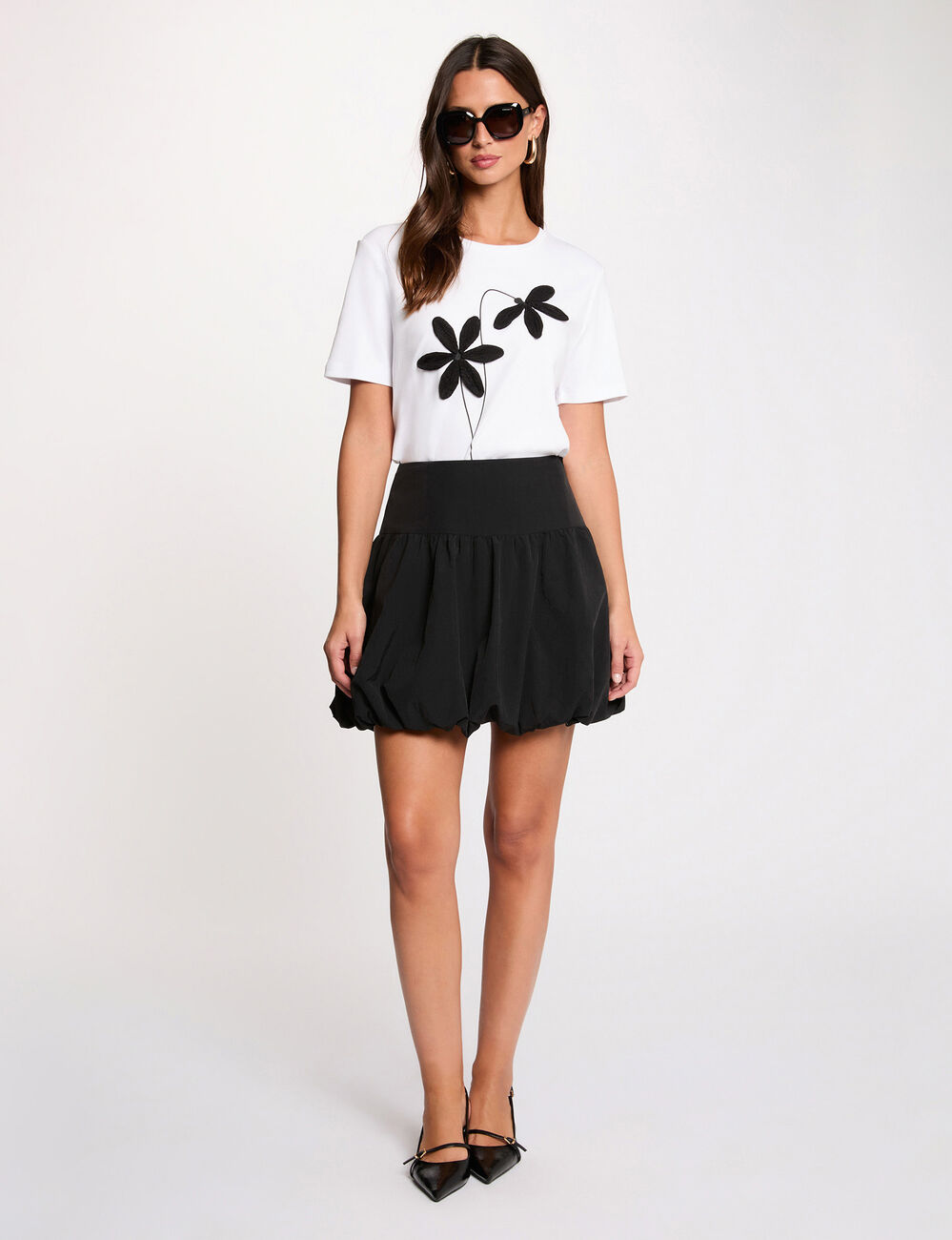 T-shirt droit col rond blanc femme