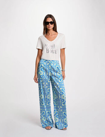Wijde broek met print meerkleurig vrouw