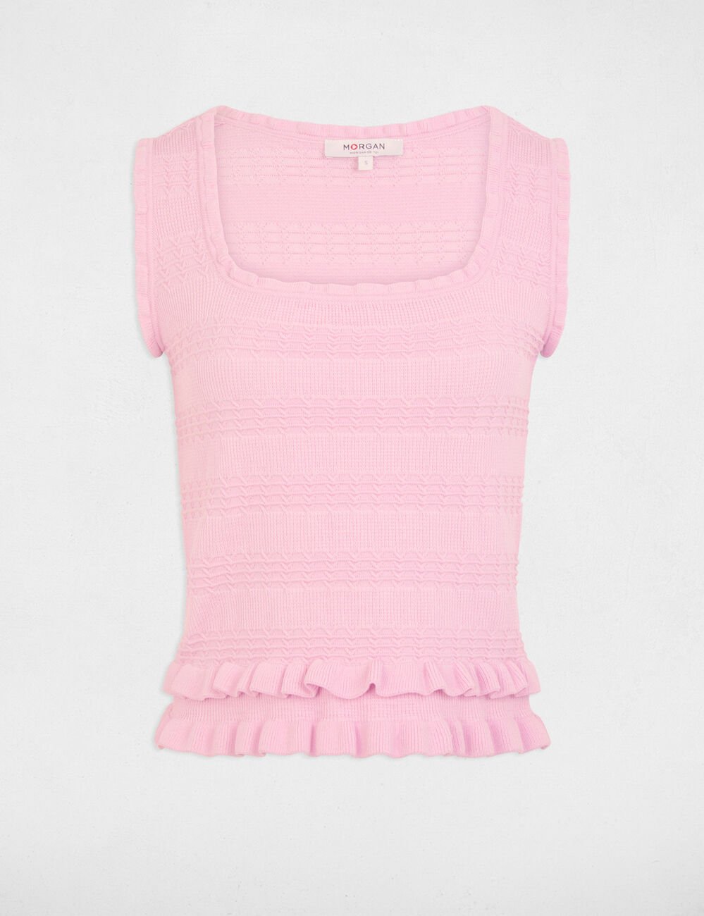 Pull sans manches ajust&eacute; rose femme