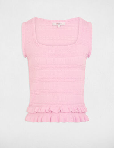 Getailleerde mouwloze trui roze vrouw