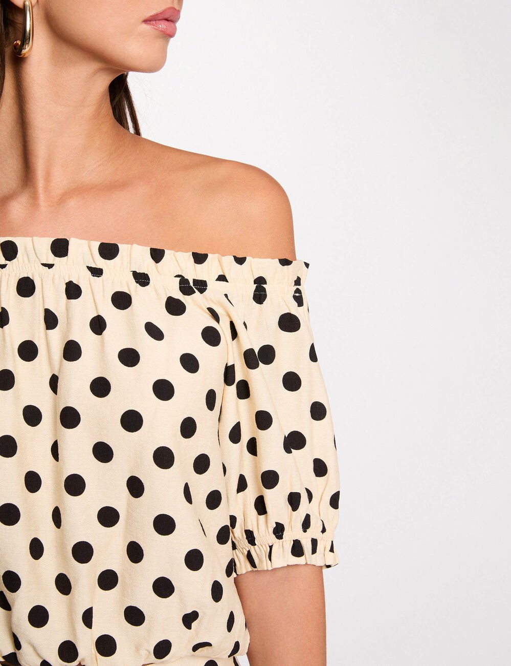 Vloeiende bardot-top meerkleurig vrouw