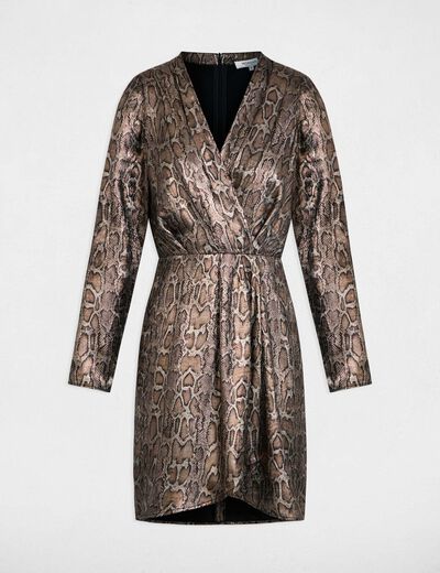 Robe courte col v multicolore femme