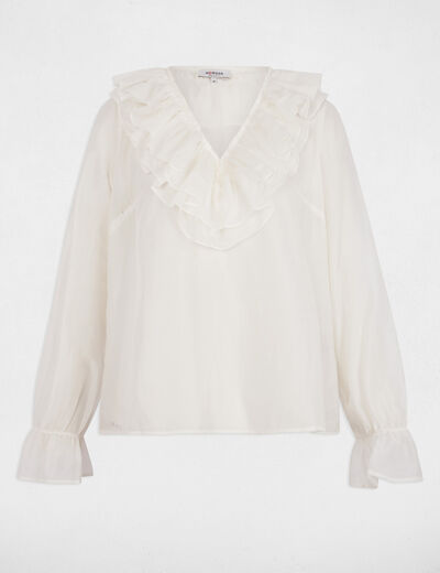 Blouse met lange mouwen helder wit vrouw